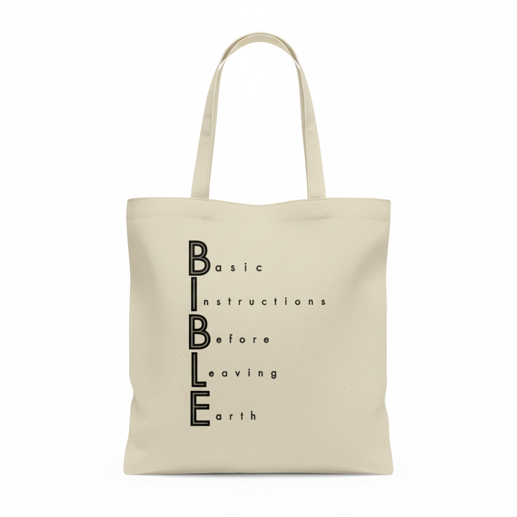 Natural beige canvas tote bag with custom design