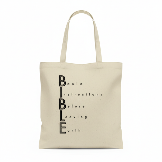Natural beige canvas tote bag with custom design