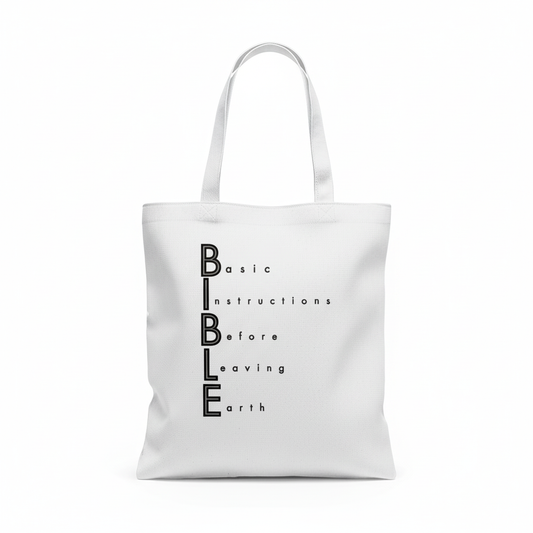 White canvas tote bag with custom design